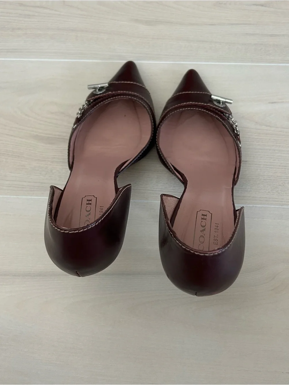 burgundy coach heels